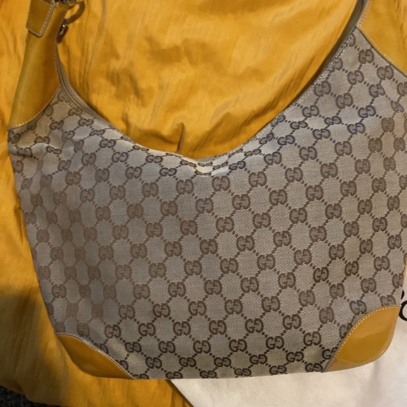 Beautiful Gucci, hobo, patent leather and canvas shoulder bag - Picture 2 of 10